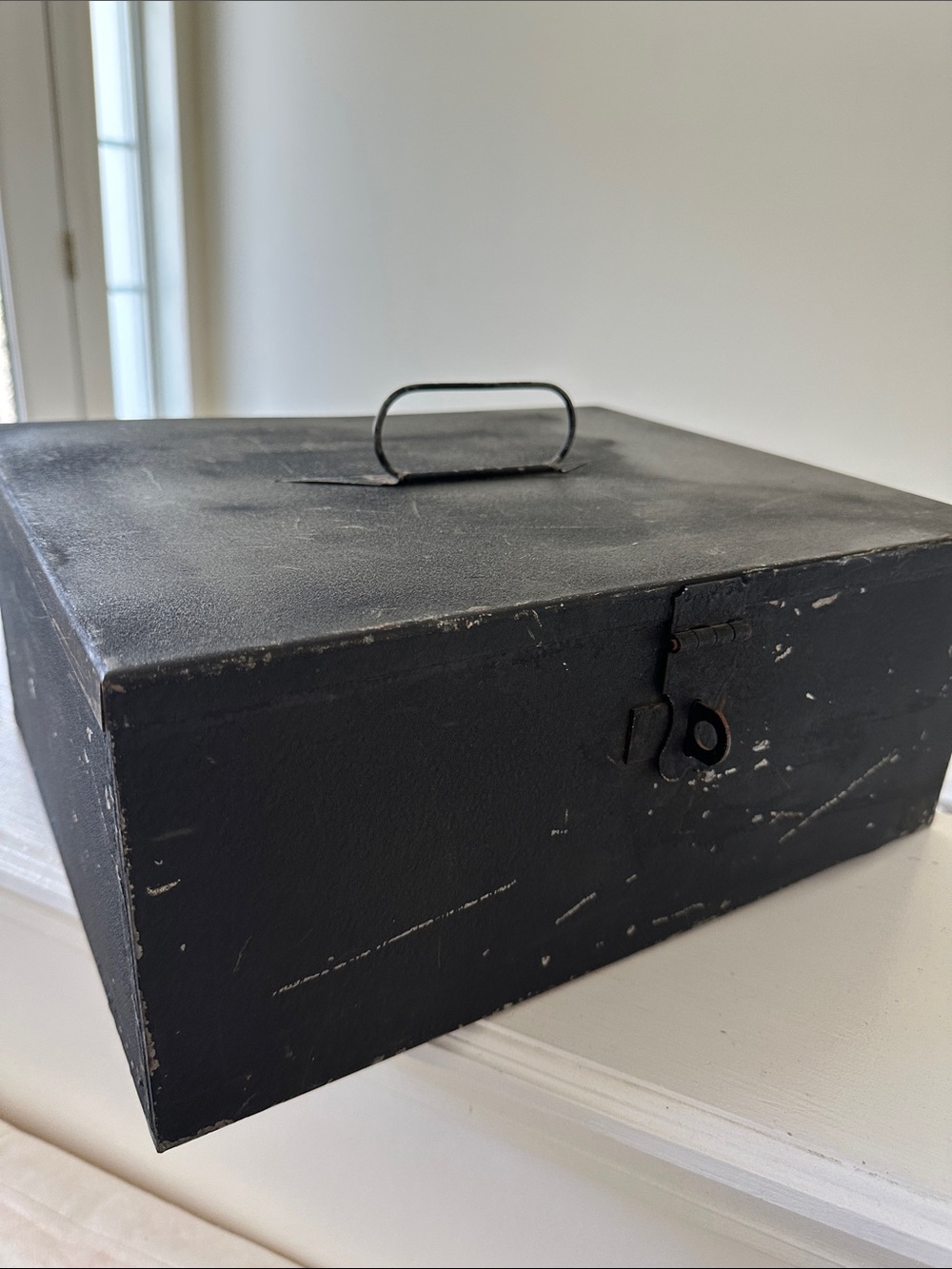 Black Vintage Metal Storage Box with Handle